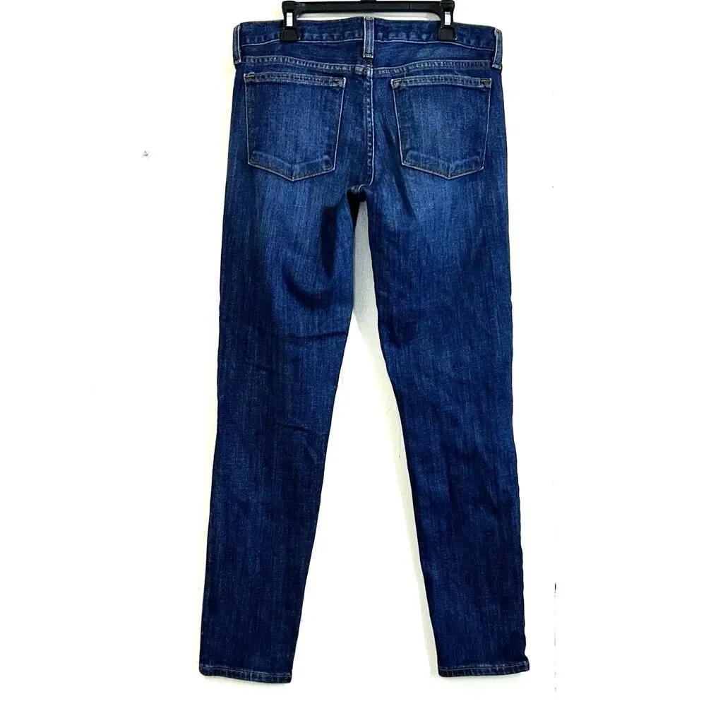 J.Crew Toothpick Ankle Jeans Size 27 Denim Dark Blue Stretch Low Rise Jeans